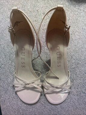 GUESS Women's Beige Strappy Low-Heel Sandals